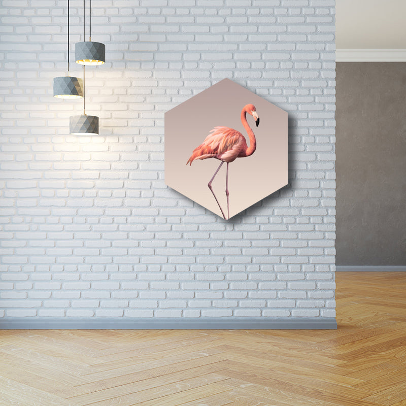 Flamingo Canvas Print House Interior Photography Tropical Animal Wall Art in Pink, Textured