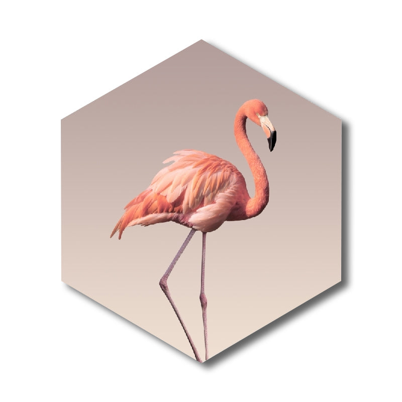 Flamingo Canvas Print House Interior Photography Tropical Animal Wall Art in Pink, Textured