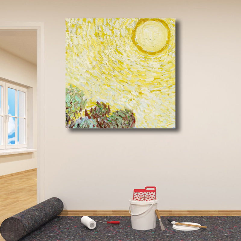 Van Gogh Starry Sky Canvas Art Kids Style Textured Painting Wall Decor for Living Room