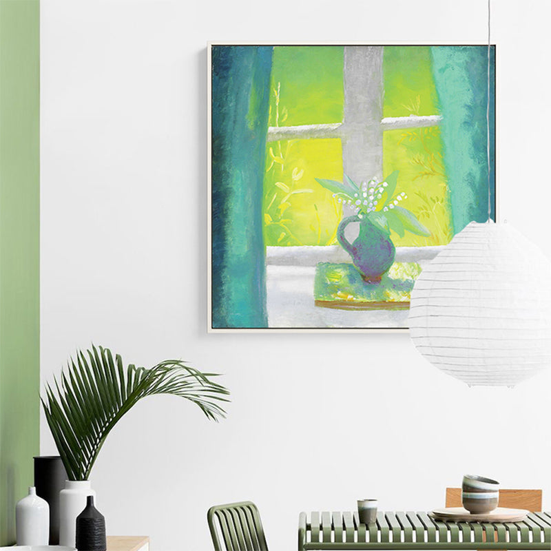 Farmhouse Canvas Wall Art Pastel Color Vase in the Window Painting for Family Room