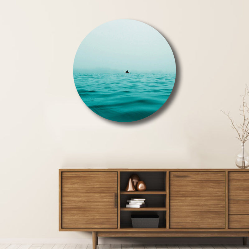 Photo Ocean View Art Print Contemporary Canvas Wall Decor in Soft Color for Play Room