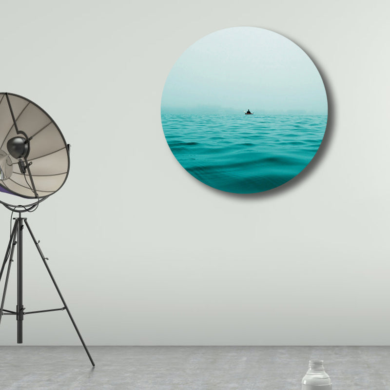 Photo Ocean View Art Print Contemporary Canvas Wall Decor in Soft Color for Play Room