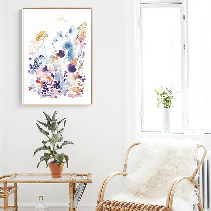 Rustic Flower Blossom Canvas Print Soft Color Living Room Wall Art Decor, Textured