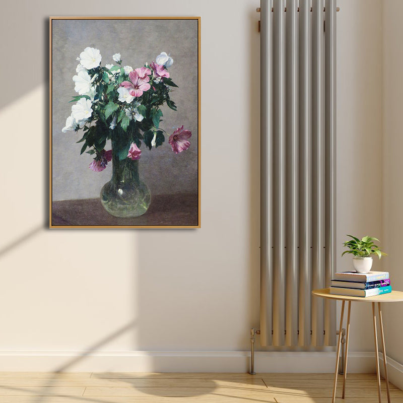 Beautiful Vase of Flowers Art Print Bedroom Still Life Painting in Green, Multiple Sizes Available