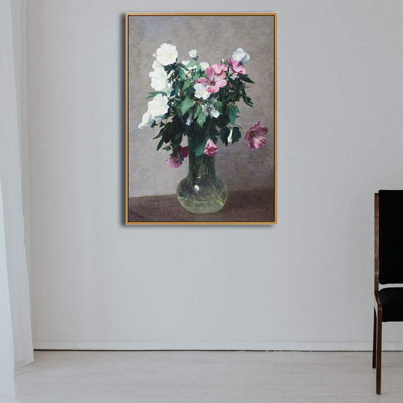 Beautiful Vase of Flowers Art Print Bedroom Still Life Painting in Green, Multiple Sizes Available