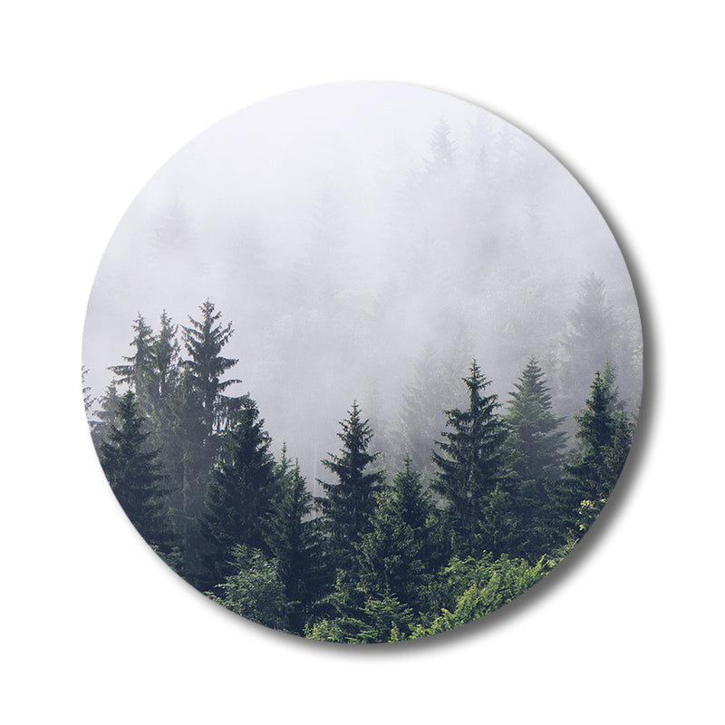 Modern Foggy Mountain Wall Art Canvas Textured Pastel Color Painting for Sitting Room