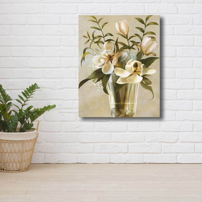 Flower Print Wall Decor Contemporary Textured Bedroom Wrapped Canvas, Multiple Sizes