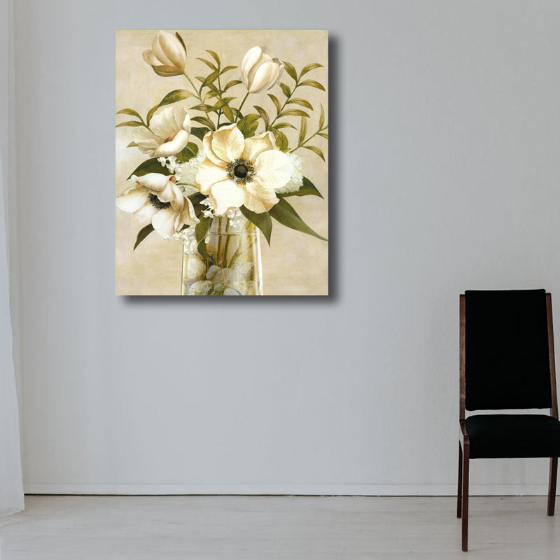 Flower Print Wall Decor Contemporary Textured Bedroom Wrapped Canvas, Multiple Sizes