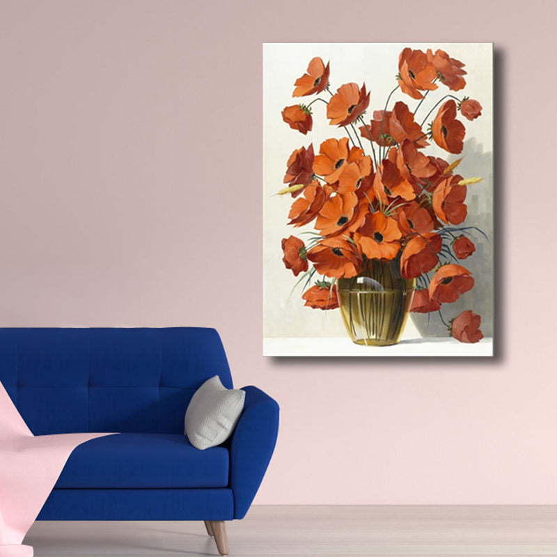 Flower Print Wall Decor Contemporary Textured Bedroom Wrapped Canvas, Multiple Sizes