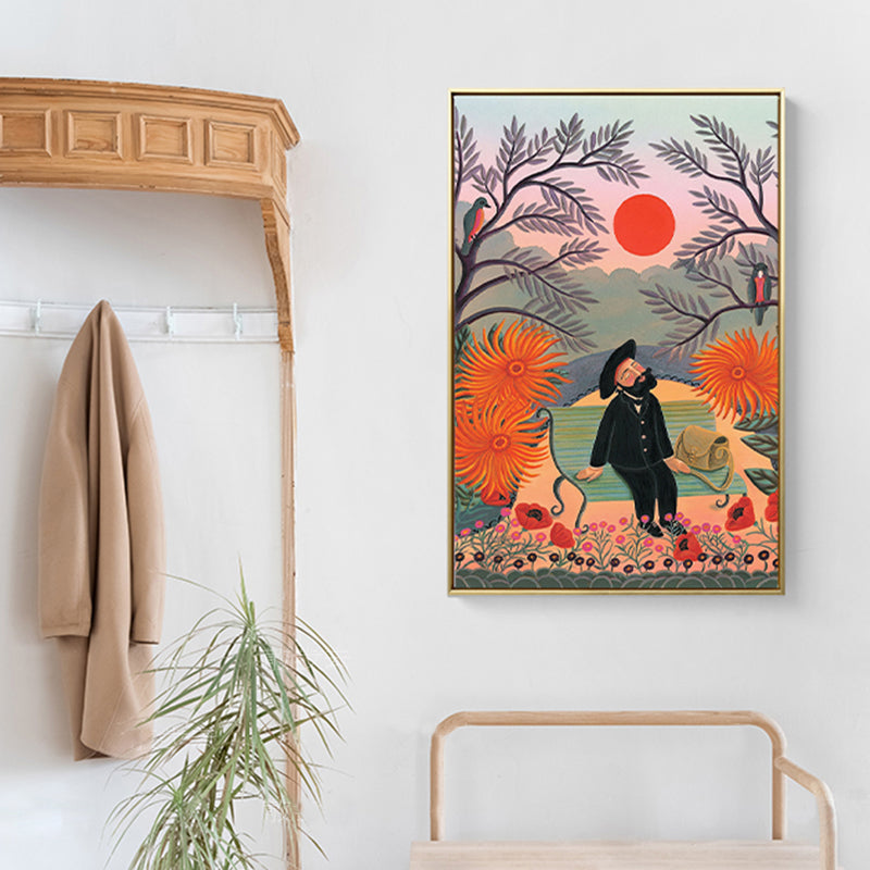 Kids Fantasy Flowers Painting Soft Color Textured Canvas Wall Art for Boys Bedroom