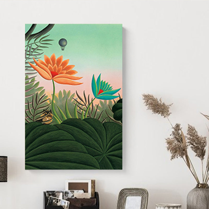 Kids Fantasy Flowers Painting Soft Color Textured Canvas Wall Art for Boys Bedroom