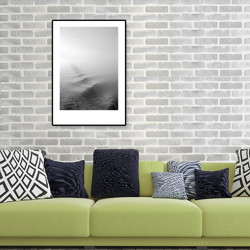 Tropical Rocky Bay Seascape Canvas Print Dark Color Textured Wall Art for Living Room