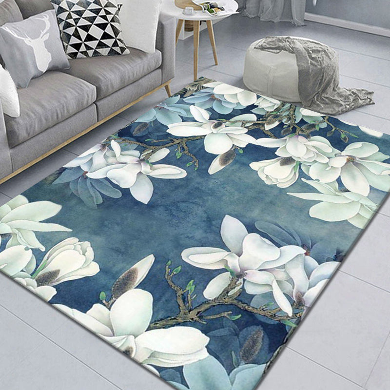 Stylish Multicolor Modernist Rug Polyester Leaf and Flower Pattern Rug Washable Pet Friendly Non-Slip Carpet for Living Room