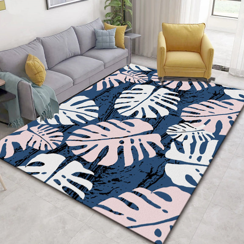 Multicolor Botanical Pattern Rug Polyester Modern Rug Washable Anti-Slip Pet Friendly Area Rug for Living Room