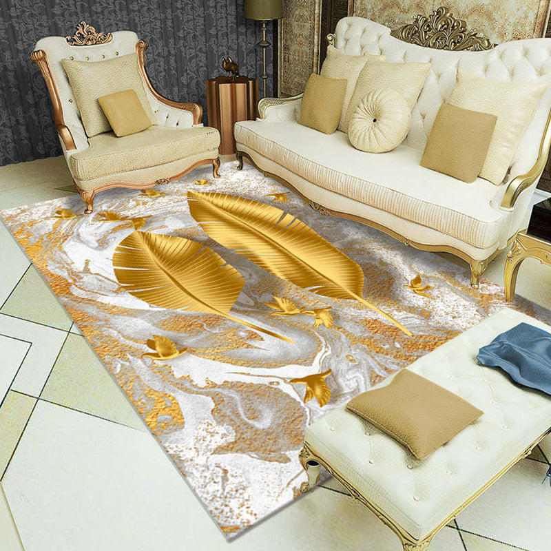 Modernist Botanical Pattern Rug Multicolor Polyester Rug Non-Slip Backing Washable Pet Friendly Carpet for Home