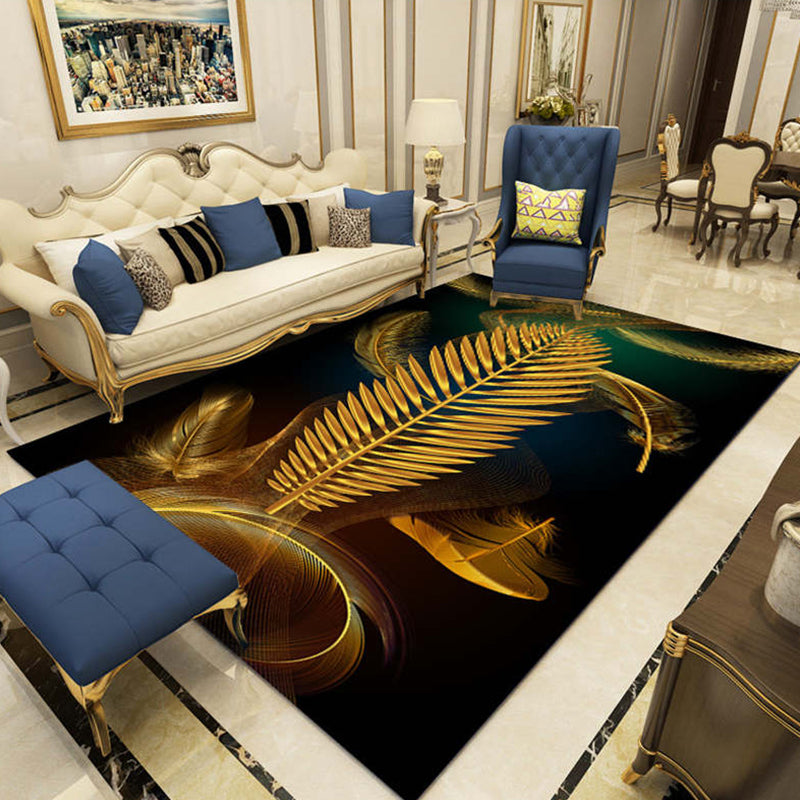 Modernist Botanical Pattern Rug Multicolor Polyester Rug Non-Slip Backing Washable Pet Friendly Carpet for Home