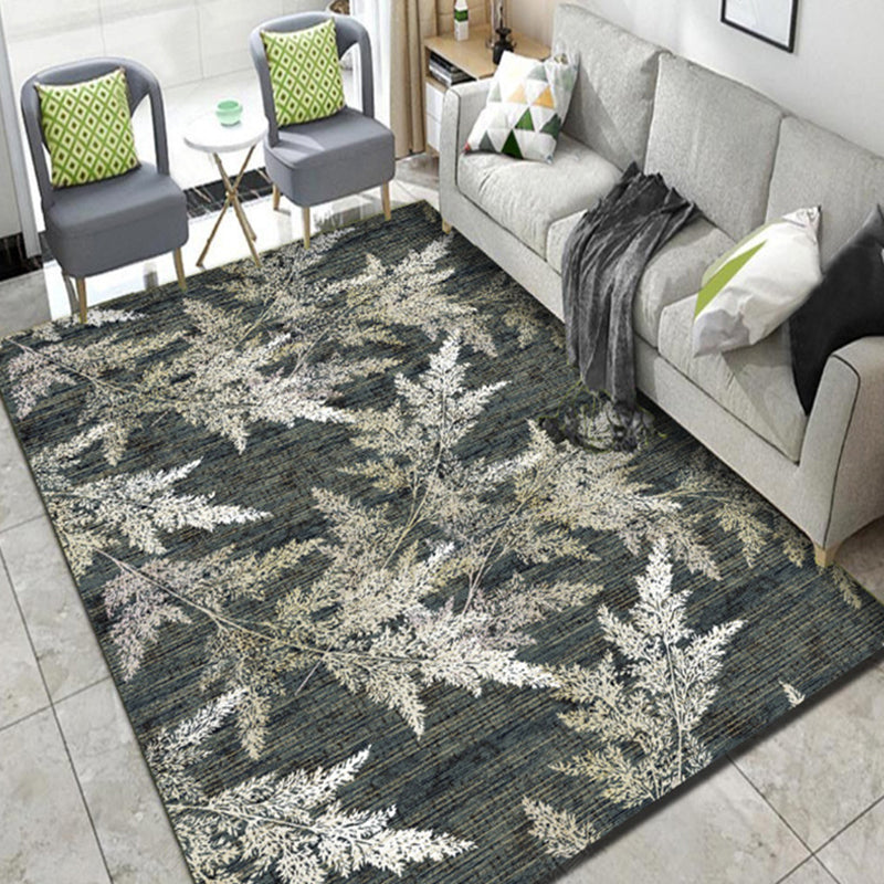 Unique Multicolor Modernist Rug Polyester Leaf Pattern Rug Washable Pet Friendly Non-Slip Carpet for Living Room