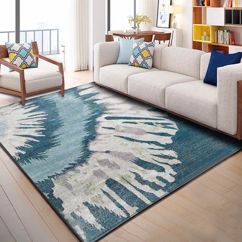Multicolor Brushstroke Painting Pattern Rug Polyester Modern Rug Washable Anti-Slip Pet Friendly Area Rug for Living Room