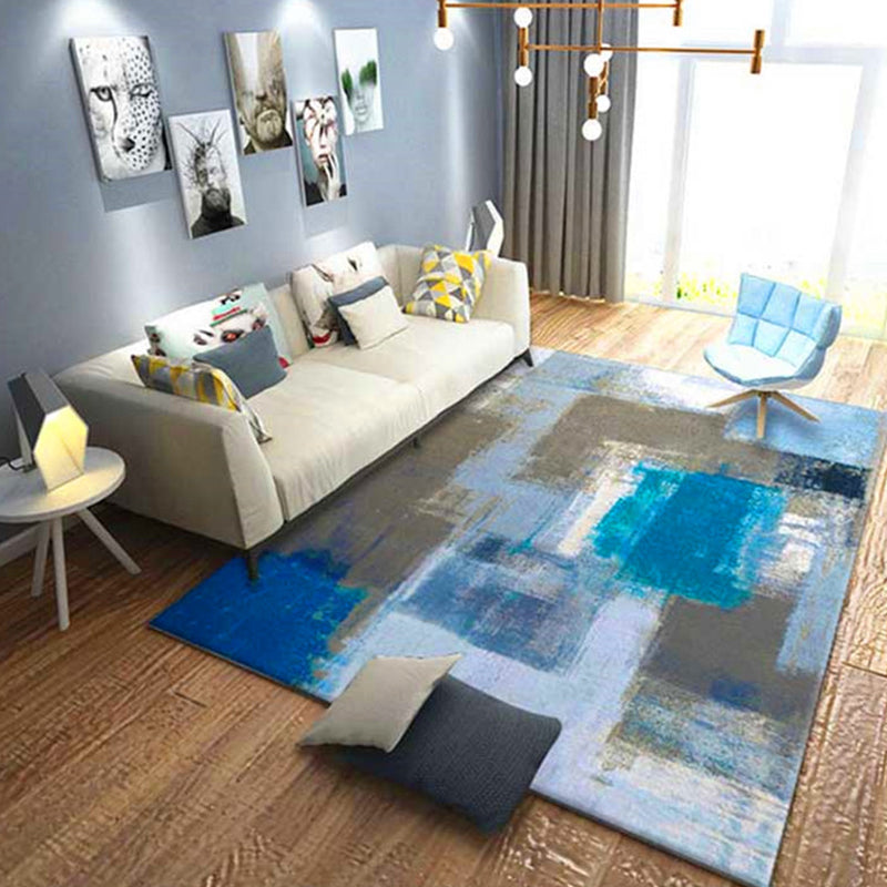 Multicolor Brushstroke Painting Pattern Rug Polyester Modern Rug Washable Anti-Slip Pet Friendly Area Rug for Living Room