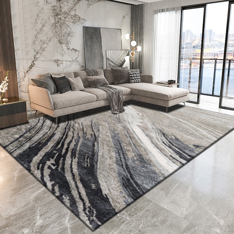 Modernist Watercolor Pattern Rug Multicolor Polyester Rug Non-Slip Backing Washable Pet Friendly Carpet for Home