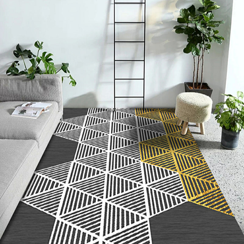 Stylish Modern Rug Multicolor Geometric Pattern Rug Pet Friendly Anti-Slip Washable Area Rug for Living Room