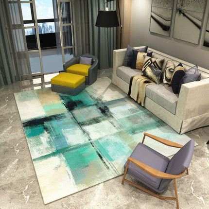 Multicolor Watercolor Pattern Rug Polyester Modern Rug Pet Friendly Washable Non-Slip Area Rug for Living Room