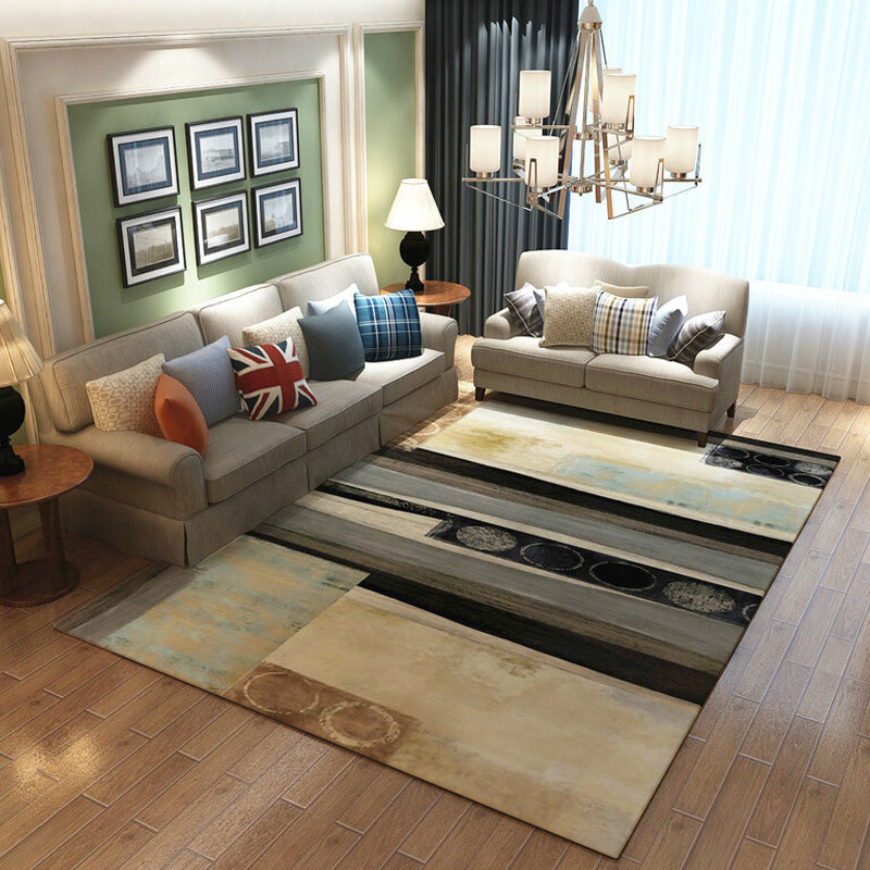 Multicolor Living Room Rug Minimalist Abstract Rug Polyester Washable Anti-Slip Backing Pet Friendly Carpet