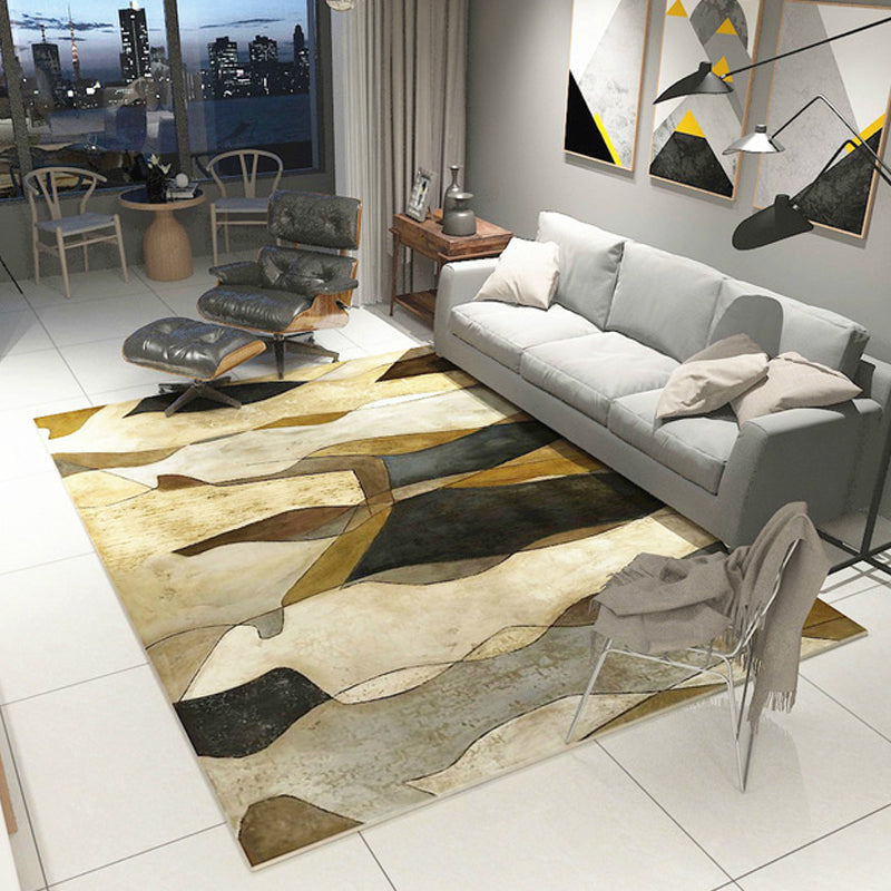 Modernist Abstract Rug Multicolor Polyester Rug Non-Slip Pet Friendly Washable Are Rug for Living Room