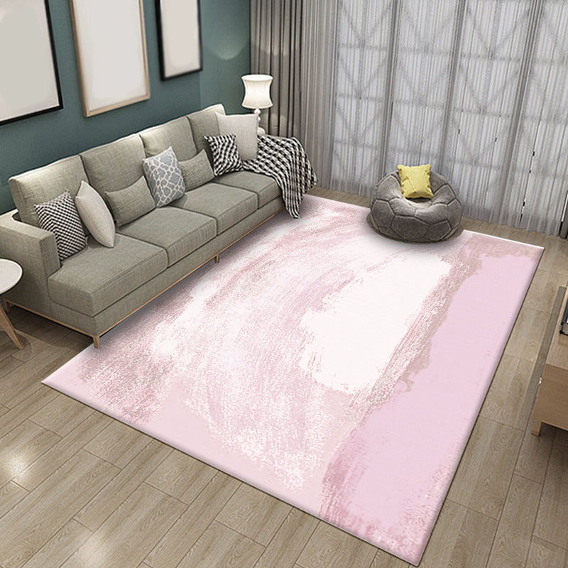 Simple Brushstroke Painting Pattern Rug Modern Rug Polyester Washable Non-Slip Backing Pet Friendly Carpet for Living Room