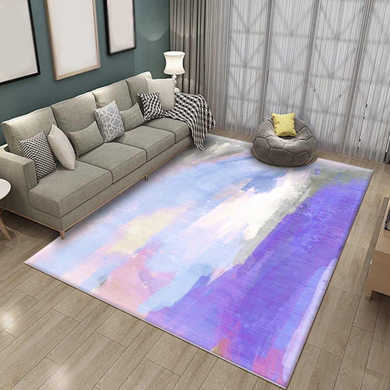 Funky Brushstroke Pattern Rug Multicolor Modernism Rug Polyester Pet Friendly Washable Non-Slip Area Rug for Bedroom