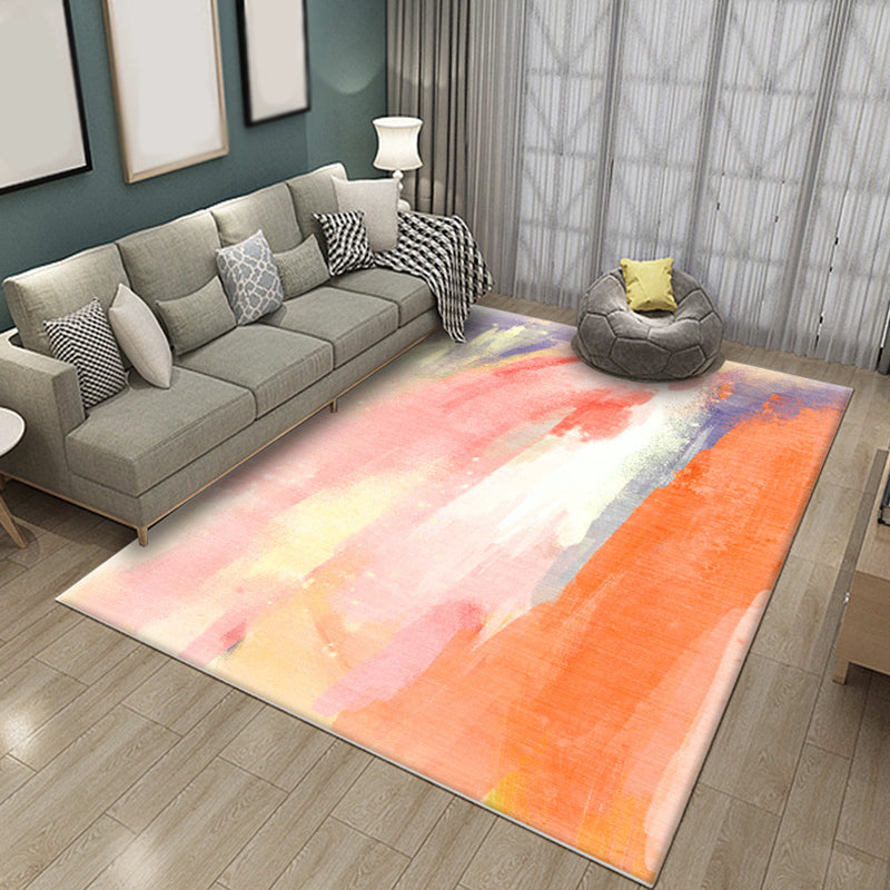 Funky Brushstroke Pattern Rug Multicolor Modernism Rug Polyester Pet Friendly Washable Non-Slip Area Rug for Bedroom