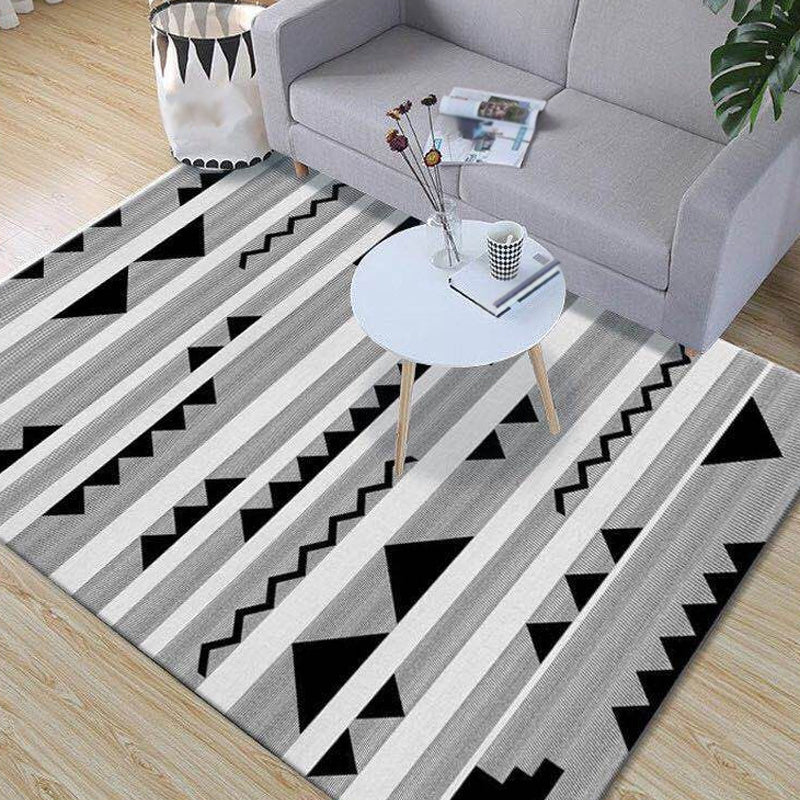 Multicolor Geometric Pattern Rug Polyester Rug Pet Friendly Washable Non-Slip Area Rug for Living Room