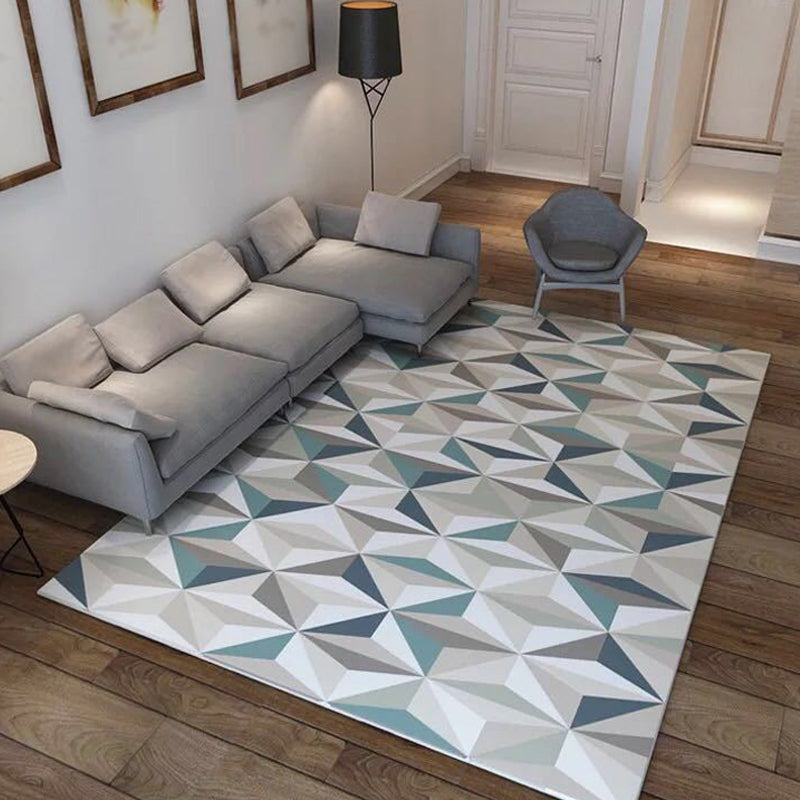 Multicolor Geometric Pattern Rug Polyester Rug Pet Friendly Washable Non-Slip Area Rug for Living Room