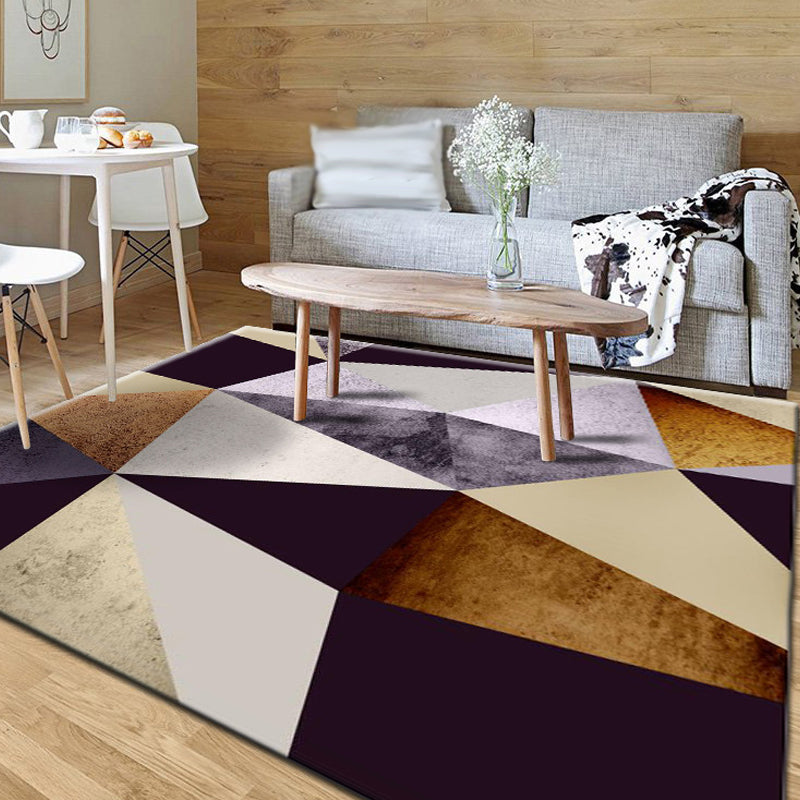 Multicolor Living Room Rug Minimalist Geometric Pattern Rug Polyester Washable Anti-Slip Backing Pet Friendly Carpet