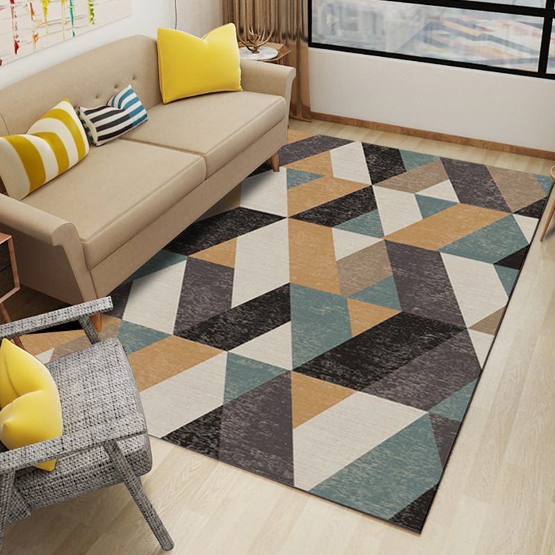 Modernist Geometric Pattern Rug Multicolor Polyester Rug Non-Slip Pet Friendly Washable Are Rug for Living Room