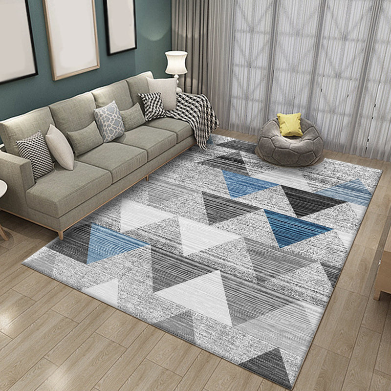Multicolor Geometric Pattern Rug Polyester Rug Pet Friendly Washable Non-Slip Area Rug for Living Room