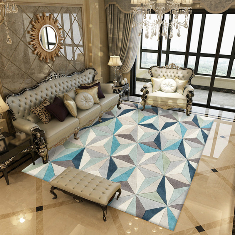 Multicolor Geometric Pattern Rug Polyester Rug Pet Friendly Washable Non-Slip Area Rug for Living Room