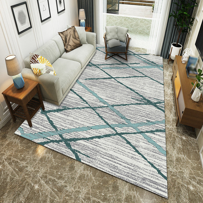 Multicolor Living Room Rug Simple Geometric Pattern Rug Polyester Washable Anti-Slip Backing Pet Friendly Carpet