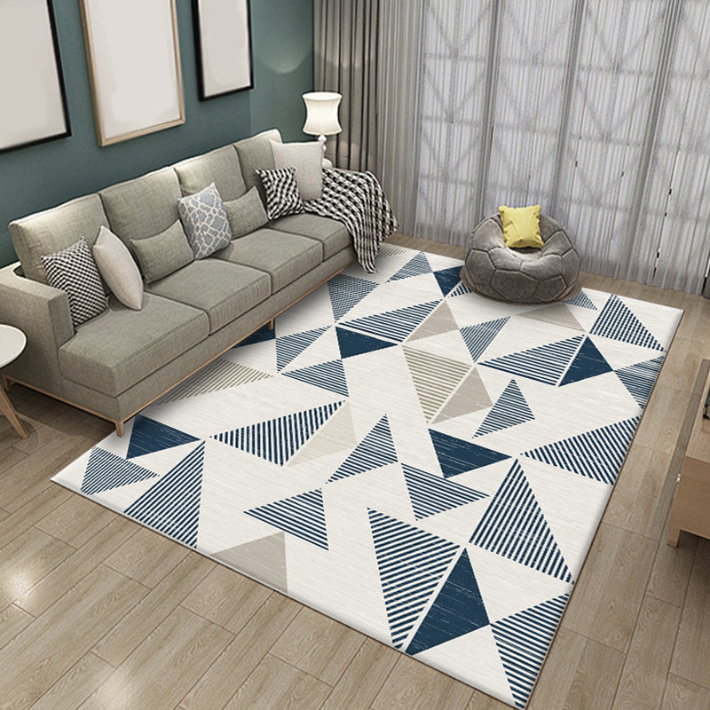 Multicolor Living Room Rug Simple Geometric Pattern Rug Polyester Washable Anti-Slip Backing Pet Friendly Carpet