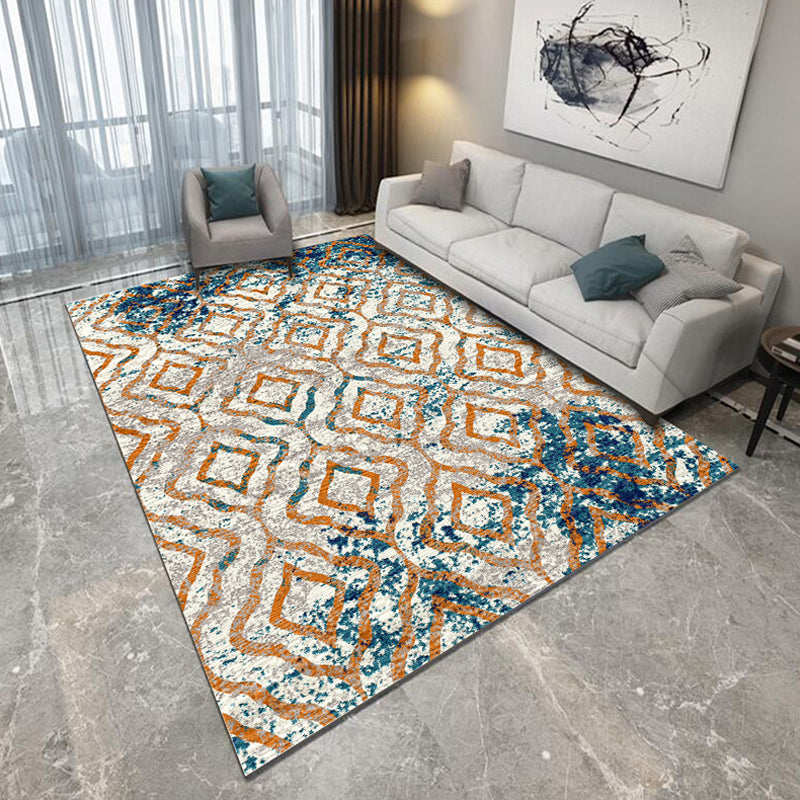 Funky Geometric Pattern Rug Multicolor Modernism Rug Polyester Pet Friendly Washable Non-Slip Area Rug for Bedroom