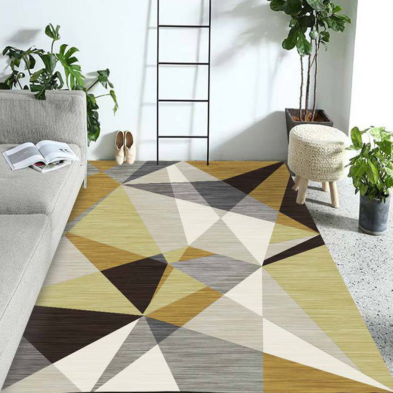 Multicolor Geometric Pattern Rug Polyester Rug Pet Friendly Washable Non-Slip Area Rug for Living Room