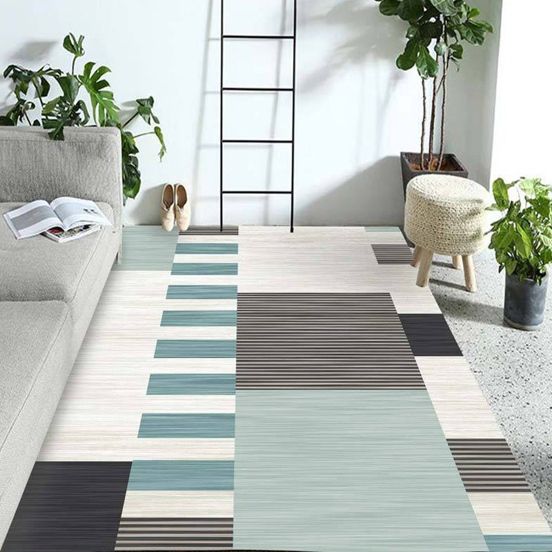 Multicolor Geometric Pattern Rug Polyester Rug Pet Friendly Washable Non-Slip Area Rug for Living Room