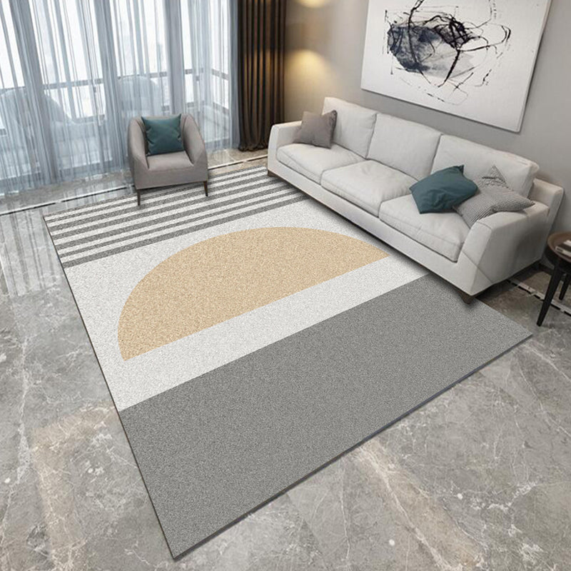 Casual Geometric Pattern Rug with Stripe Multicolor Modernism Rug Polyester Pet Friendly Washable Non-Slip Area Rug for Bedroom