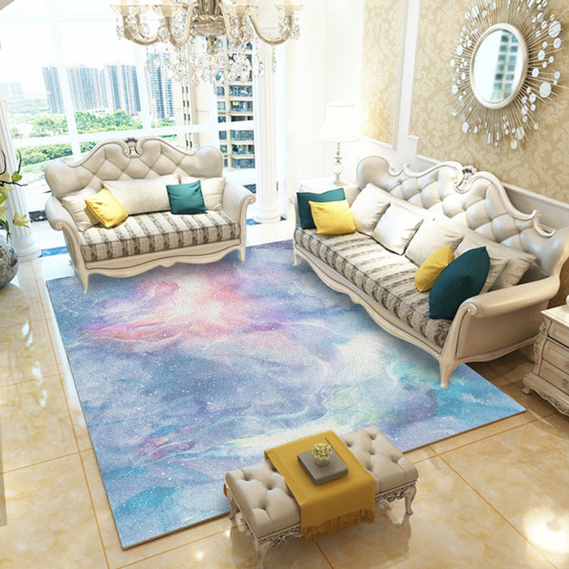 Multicolor Living Room Rug Minimalist Abstract Rug Polyester Washable Anti-Slip Backing Pet Friendly Carpet