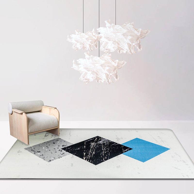 Modern Geometric Pattern Rug Grey Polyester Rug Non-Slip Pet Friendly Washable Are Rug for Living Room