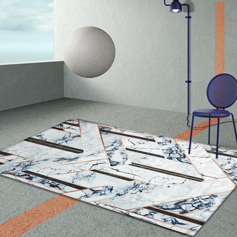 Unique Geometric Pattern Rug Grey Modernism Rug Polyester Pet Friendly Washable Non-Slip Area Rug for Bedroom