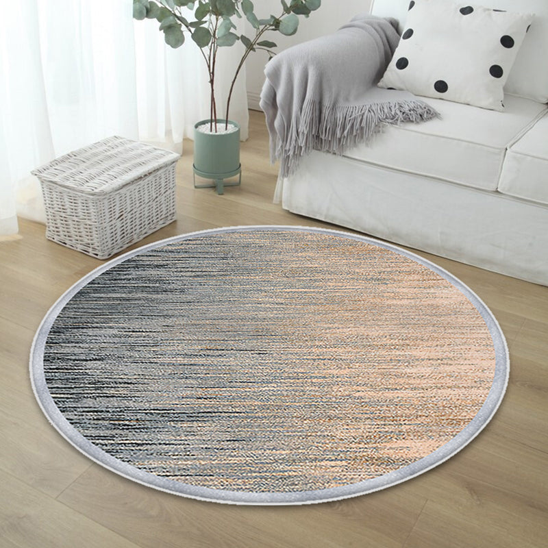Casual Ombre Pattern Rug Blue Polyester Rug Non-Slip Pet Friendly Washable Are Rug for Living Room