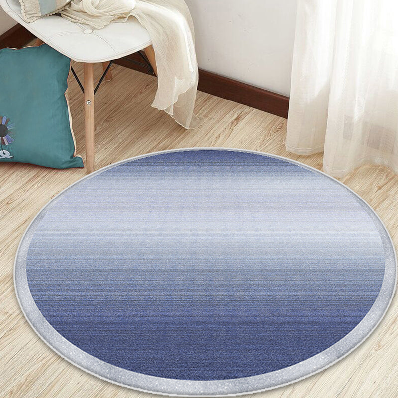 Casual Ombre Pattern Rug Blue Polyester Rug Non-Slip Pet Friendly Washable Are Rug for Living Room