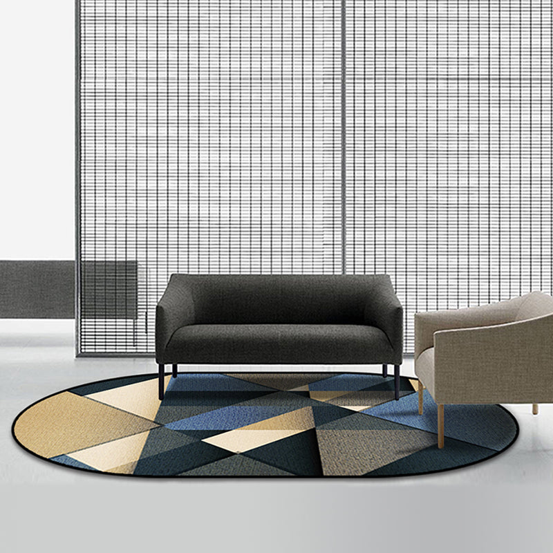 Multicolor Geometric Pattern Rug Polyester Modern Rug Pet Friendly Washable Non-Slip Area Rug for Living Room