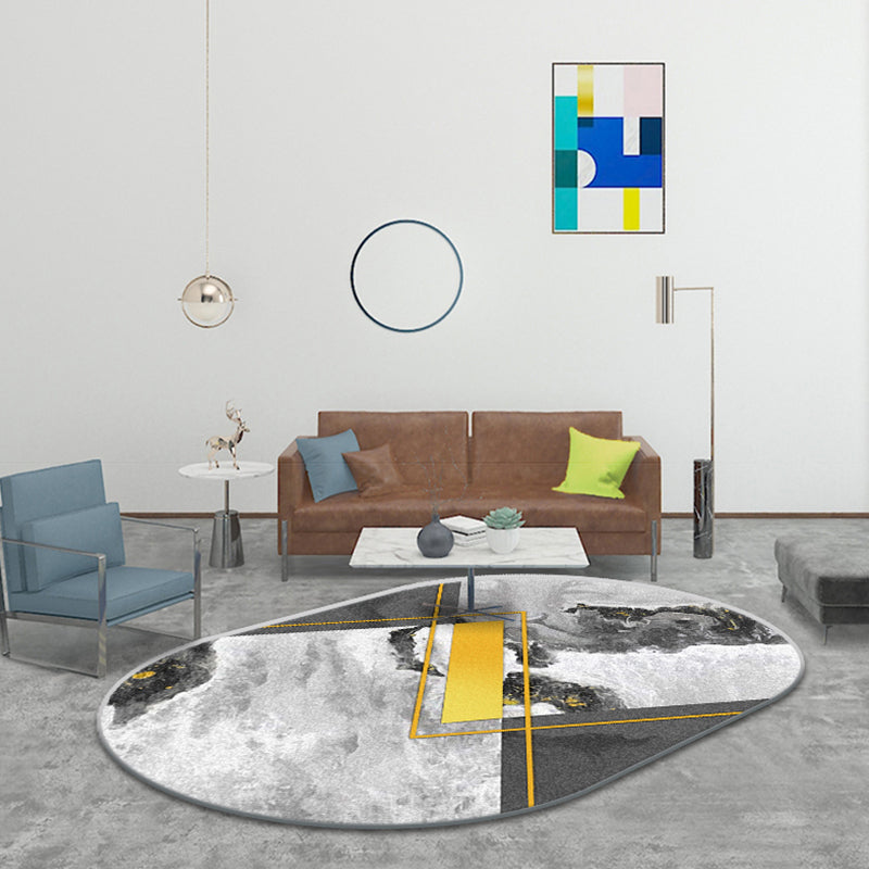 Multicolor Geometric Pattern Rug Polyester Modern Rug Pet Friendly Washable Non-Slip Area Rug for Living Room